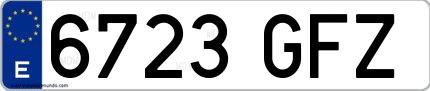 Ejemplo de matrícula española 6723 GFZ