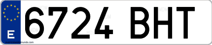 Ejemplo de matrícula de coche ordinaria 6724 BHT