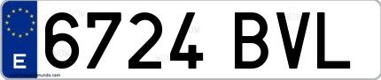 Ejemplo de matrícula española 6724 BVL