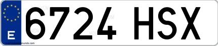 Ejemplo de matrícula española 6724 HSX