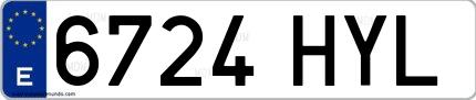 Ejemplo de matrícula española 6724 HYL