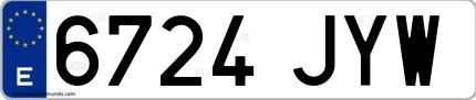 Ejemplo de matrícula española 6724 JYW