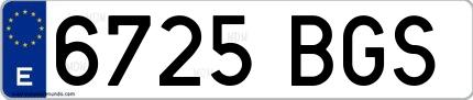 Ejemplo de matrícula española 6725 BGS