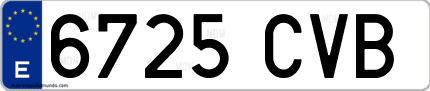 Ejemplo de matrícula de coche ordinaria 6725 CVB