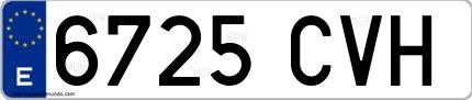 Ejemplo de matrícula española 6725 CVH