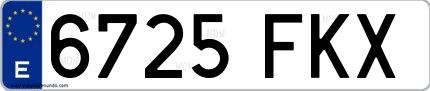 Ejemplo de matrícula española 6725 FKX