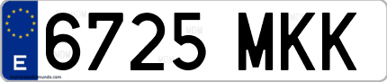 Ejemplo de matrícula de coche ordinaria 6725 MKK