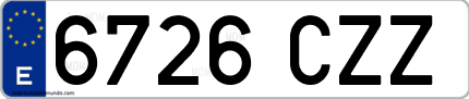 Ejemplo de matrícula de coche ordinaria 6726 CZZ