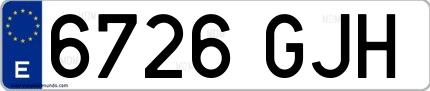 Ejemplo de matrícula española 6726 GJH