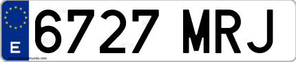 Ejemplo de matrícula de coche ordinaria 6727 MRJ