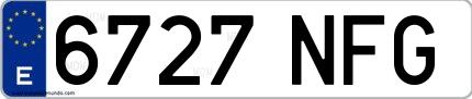 Ejemplo de matrícula española 6727 NFG