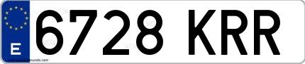 Ejemplo de matrícula española 6728 KRR