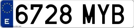 Ejemplo de matrícula española 6728 MYB