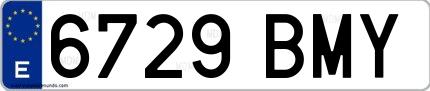Ejemplo de matrícula española 6729 BMY