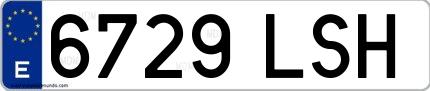 Ejemplo de matrícula española 6729 LSH