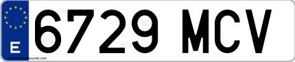 Ejemplo de matrícula española 6729 MCV
