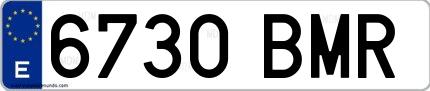Ejemplo de matrícula española 6730 BMR