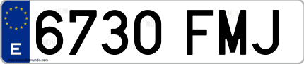 Ejemplo de matrícula de coche ordinaria 6730 FMJ