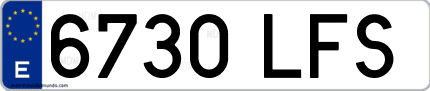 Ejemplo de matrícula de coche ordinaria 6730 LFS