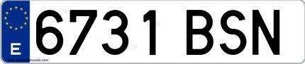 Ejemplo de matrícula española 6731 BSN