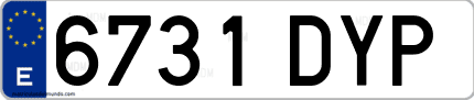 Ejemplo de matrícula de coche ordinaria 6731 DYP