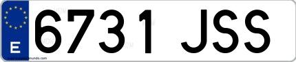 Ejemplo de matrícula española 6731 JSS