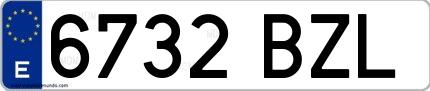 Ejemplo de matrícula española 6732 BZL