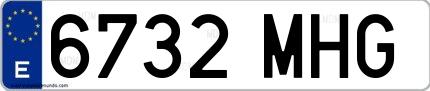 Ejemplo de matrícula española 6732 MHG