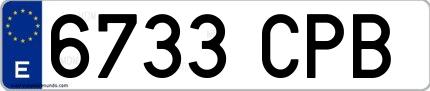 Ejemplo de matrícula española 6733 CPB