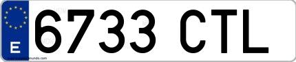 Ejemplo de matrícula española 6733 CTL