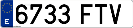 Ejemplo de matrícula de coche ordinaria 6733 FTV