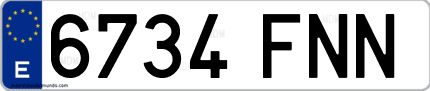 Ejemplo de matrícula de coche ordinaria 6734 FNN
