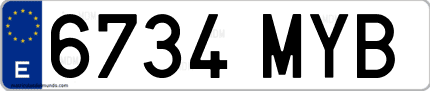 Ejemplo de matrícula de coche ordinaria 6734 MYB