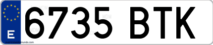 Ejemplo de matrícula de coche ordinaria 6735 BTK