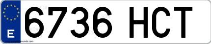 Ejemplo de matrícula española 6736 HCT