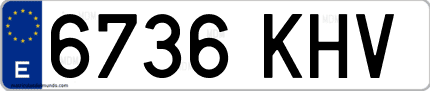 Ejemplo de matrícula de coche ordinaria 6736 KHV