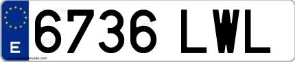 Ejemplo de matrícula española 6736 LWL