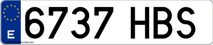 Ejemplo de matrícula de coche ordinaria 6737 HBS
