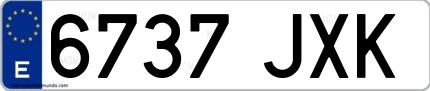 Ejemplo de matrícula española 6737 JXK