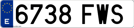 Ejemplo de matrícula de coche ordinaria 6738 FWS