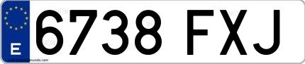Ejemplo de matrícula española 6738 FXJ