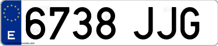Ejemplo de matrícula de coche ordinaria 6738 JJG