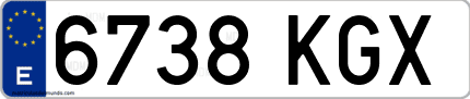 Ejemplo de matrícula de coche ordinaria 6738 KGX