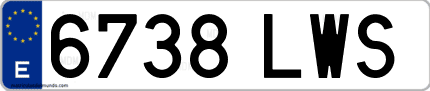Ejemplo de matrícula de coche ordinaria 6738 LWS
