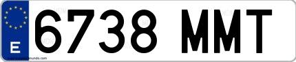 Ejemplo de matrícula española 6738 MMT