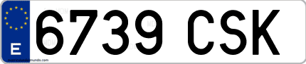 Ejemplo de matrícula de coche ordinaria 6739 CSK
