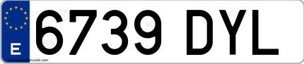 Ejemplo de matrícula española 6739 DYL