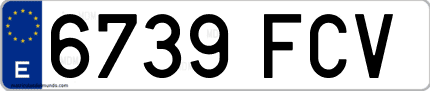 Ejemplo de matrícula de coche ordinaria 6739 FCV