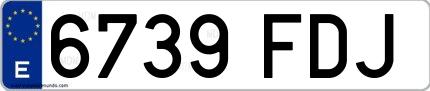 Ejemplo de matrícula española 6739 FDJ