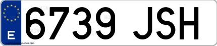 Ejemplo de matrícula española 6739 JSH